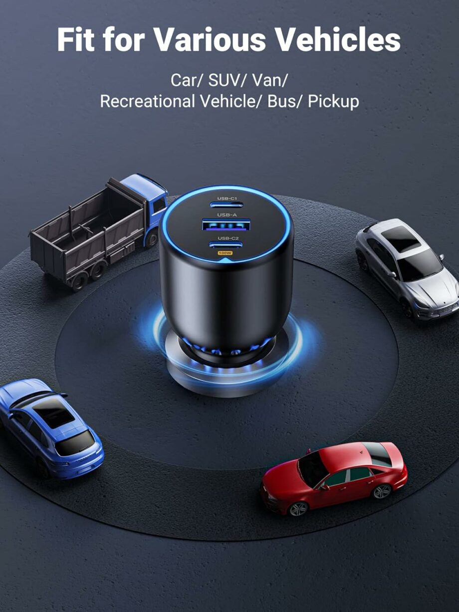 UGREEN 130W USB C 3-Port Car Charger