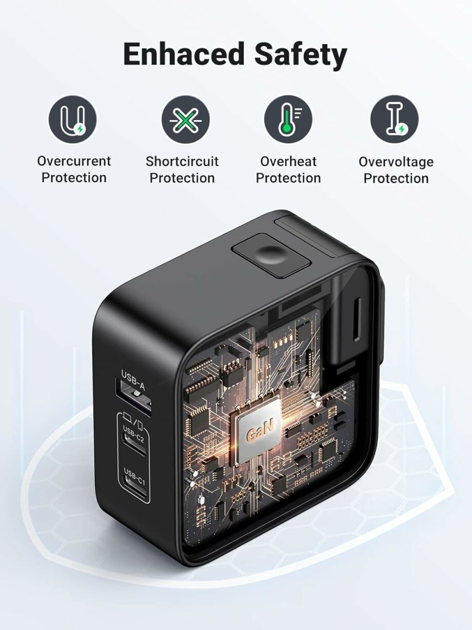 UGREEN Nexode 65W 3 Port Travel Charger GaN Fast International Charger