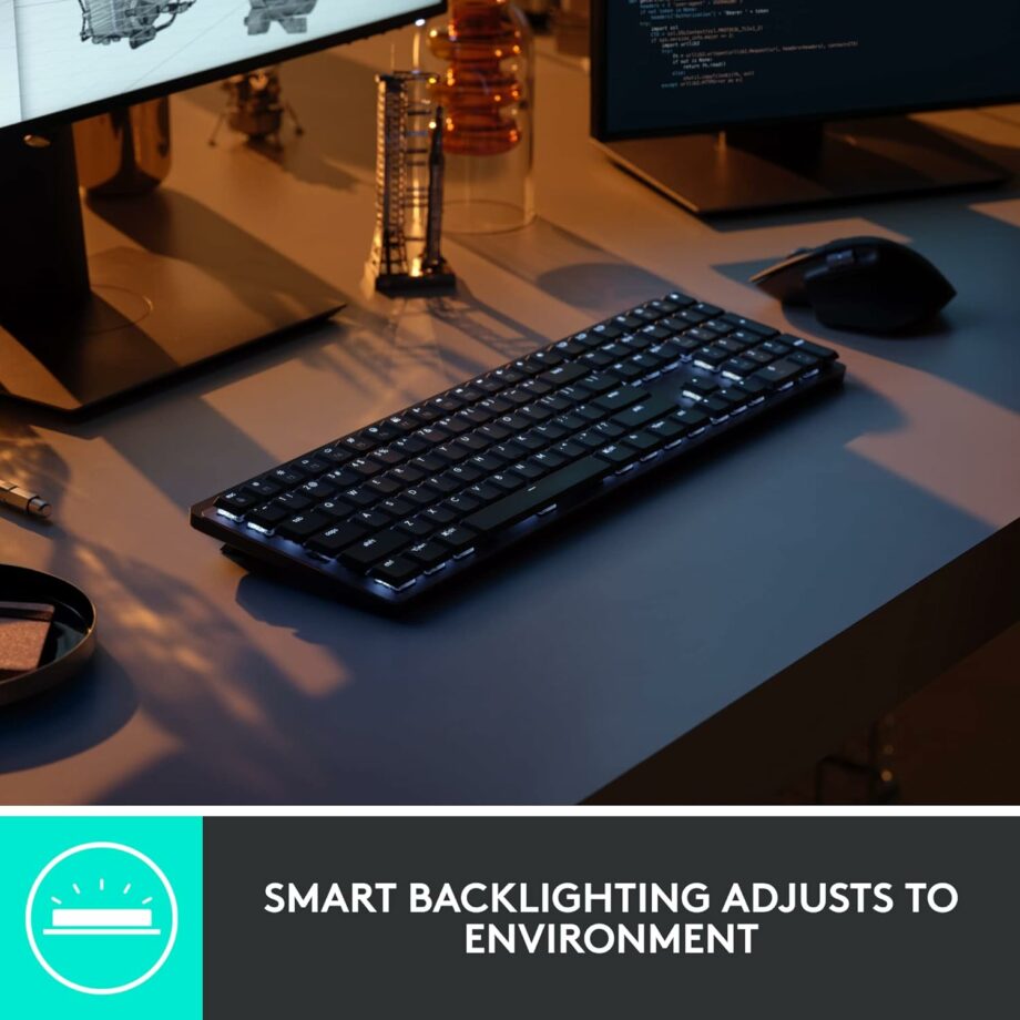 Logitech MX Mechanical Wireless Illuminated Performance Tactile Quiet Switches Keyboard - Graphite