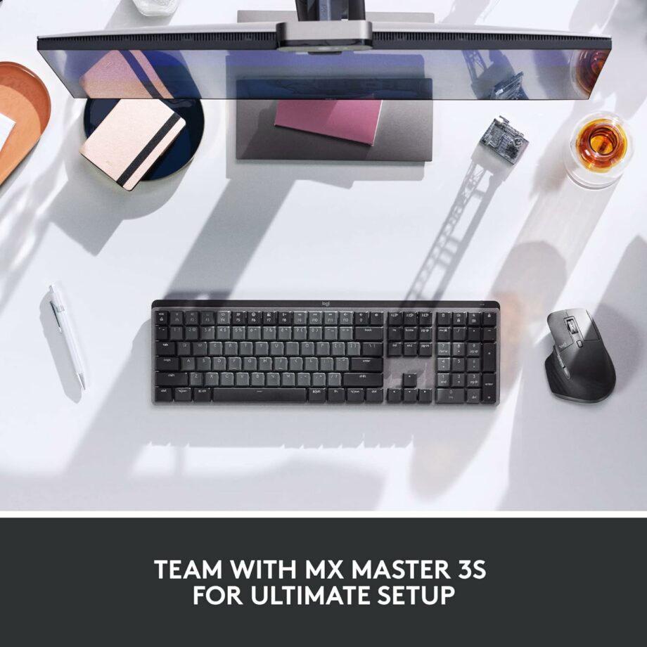 Logitech MX Mechanical Wireless Illuminated Performance Tactile Quiet Switches Keyboard - Graphite