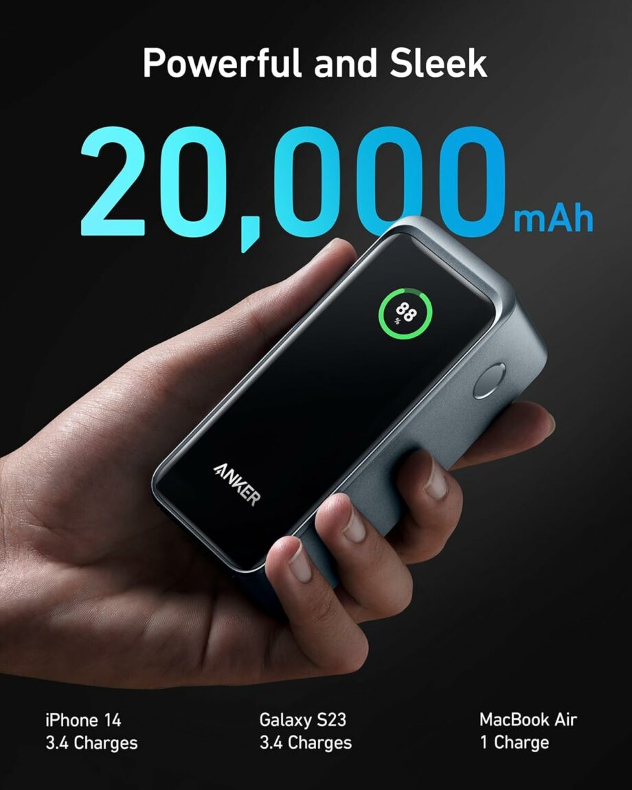 Anker Prime 20,000mAh 200W 2 USB-C and 1 USB-A Port Power Bank