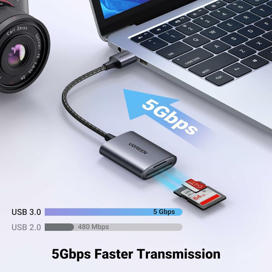 UGREEN USB 3.0 Aluminum 2-in-1 Memory SD Card Reader