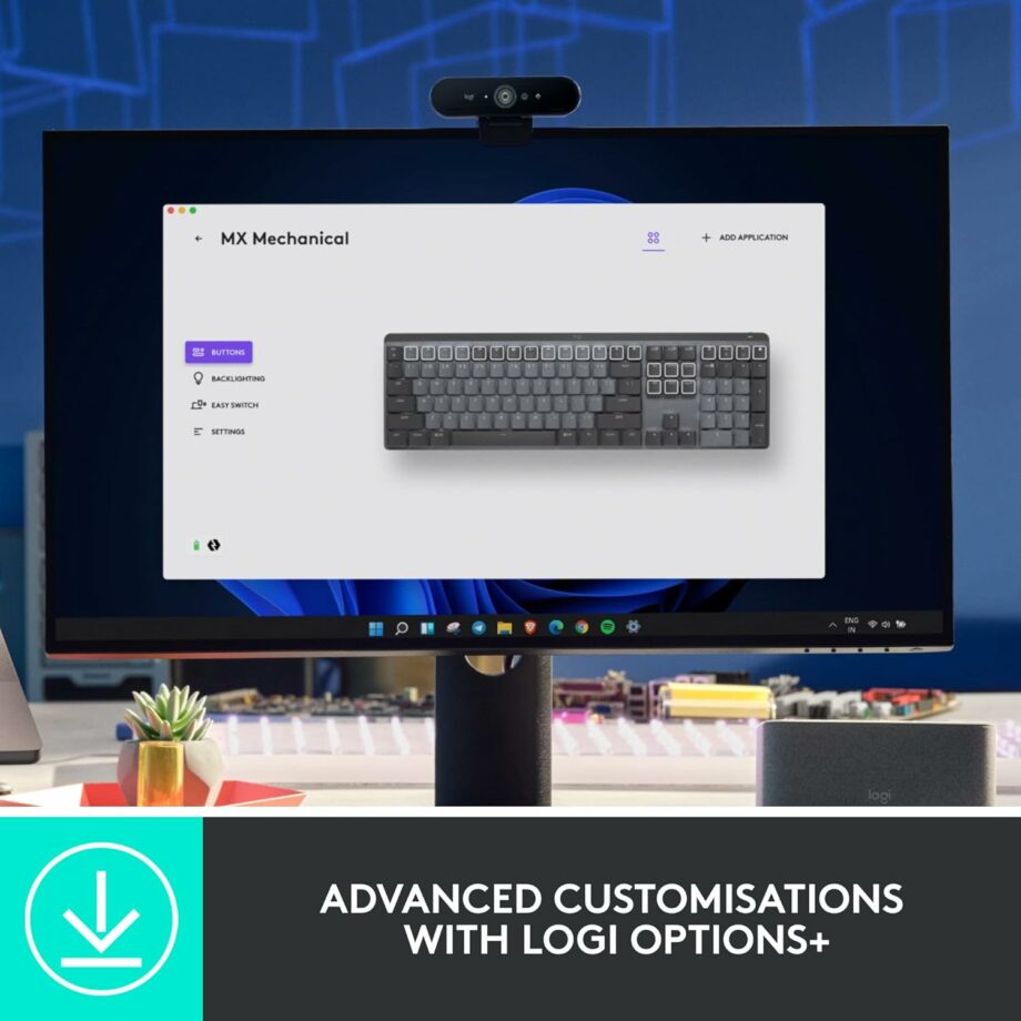 Logitech MX Mechanical Wireless Illuminated Performance Tactile Quiet Switches Keyboard - Graphite