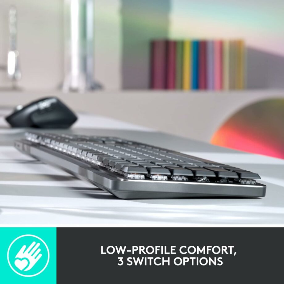 Logitech MX Mechanical Wireless Illuminated Performance Tactile Quiet Switches Keyboard - Graphite