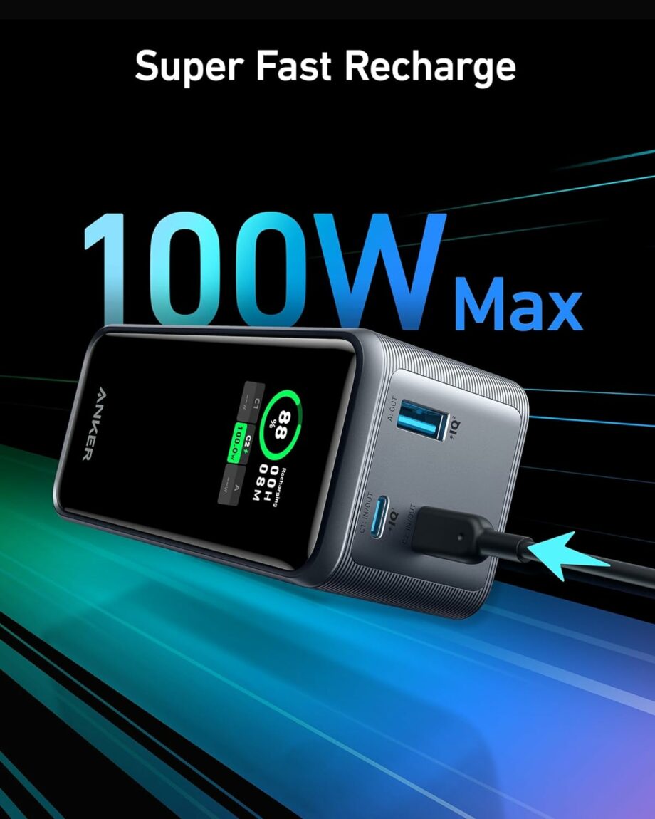 Anker Prime 20,000mAh 200W 2 USB-C and 1 USB-A Port Power Bank