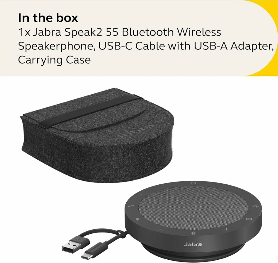 Jabra Speak2 55 Wireless Bluetooth Speakerphone with 4 Noise-cancelling Mics
