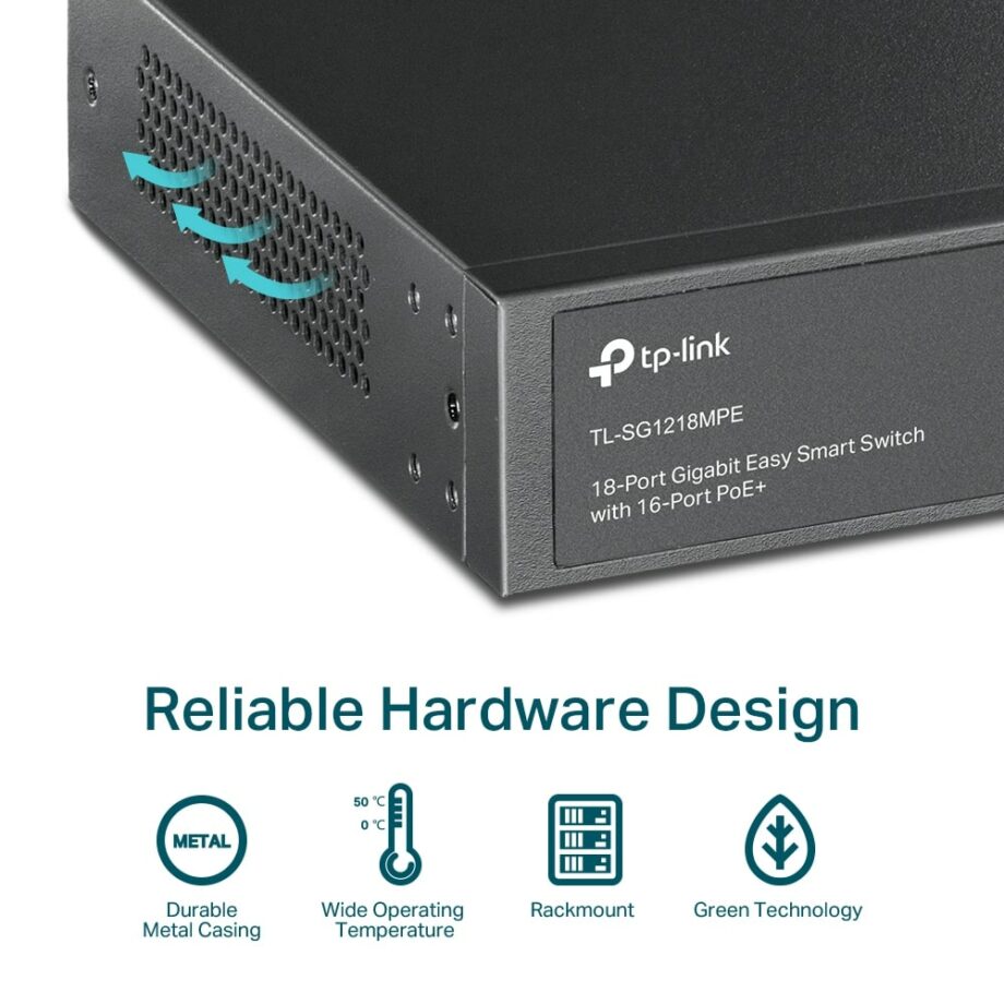 TP-Link SG1218MPE 18-Port Gigabit Easy Smart Switch with 16-Port PoE+