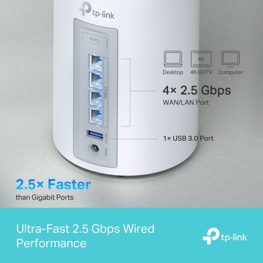 TP-Link Deco BE65 BE9300 Whole Home Mesh Tri-Band WiFi 7 System Speeds up to 9214 Mbps (1-Pack)