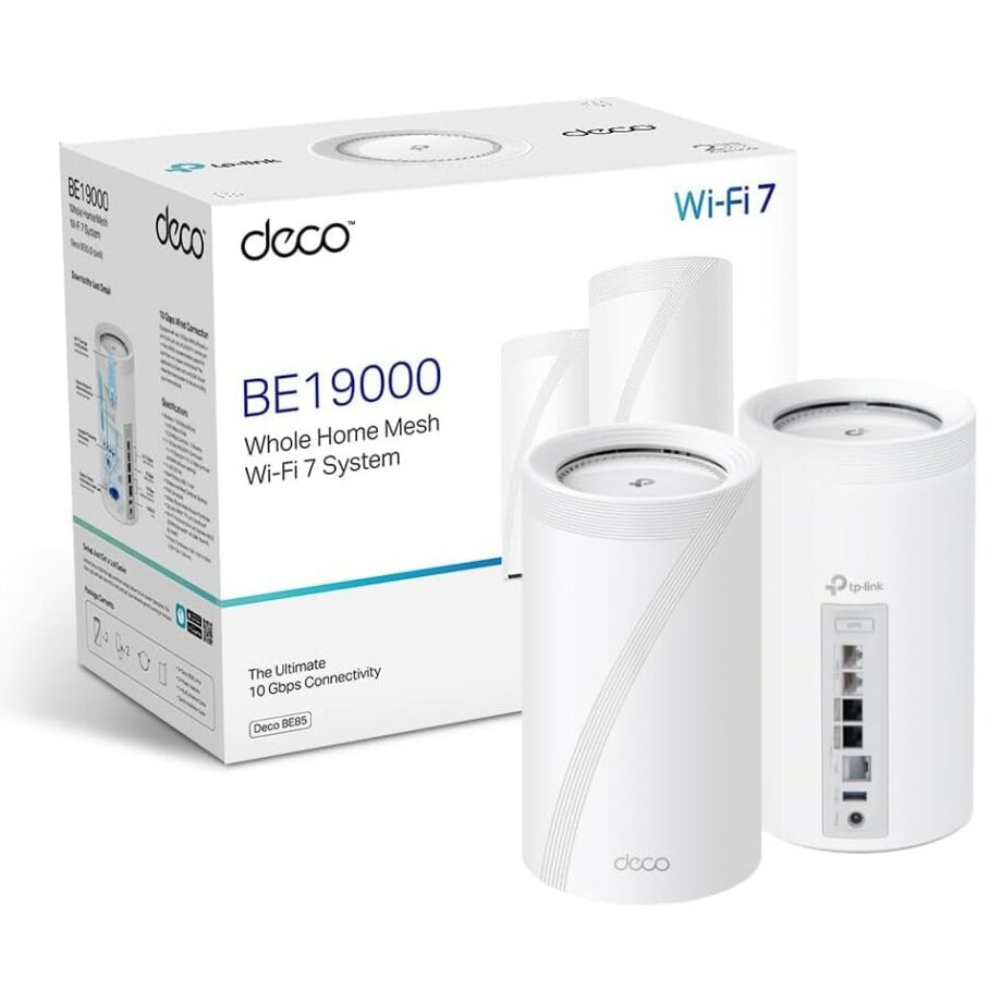 TP-Link Deco BE85 BE19000 Whole Home Mesh Tri-Band WiFi 7 System (2-Pack)