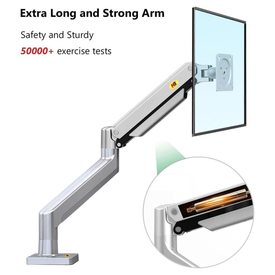 North Bayou G32 Dual Monitor Arm with Gas Spring for 22-32'' Monitors - Silver