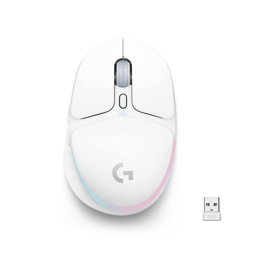 Logitech G705 LIGHTSYNC RGB Wireless Gaming Mouse - White Mist