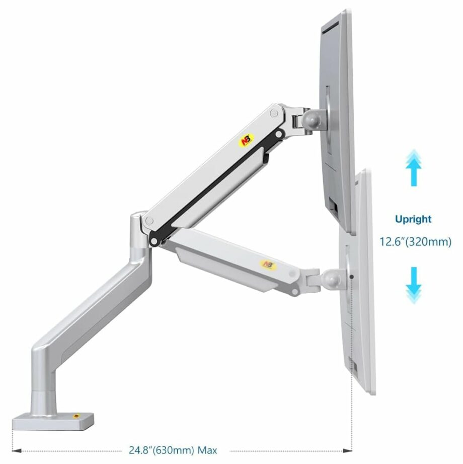 North Bayou G32 Dual Monitor Arm with Gas Spring for 22-32'' Monitors - Silver