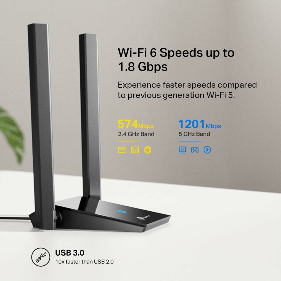 TP-Link AX1800 Dual Antennas High Gain Wireless USB Adapter (Archer TX20U Plus)