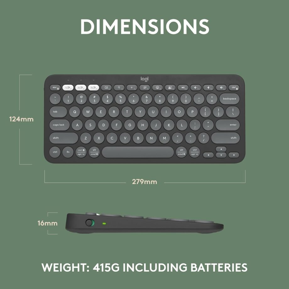 Logitech Pebble Keys 2 K380s Multi-Device Bluetooth Keyboard – Graphite