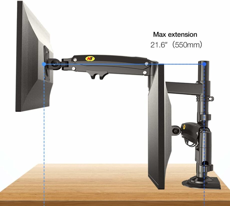 North Bayou GF35 Dual Monitor Arm with Gas Spring for 17-27'' Monitors