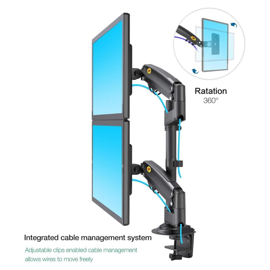North Bayou GF35 Dual Monitor Arm with Gas Spring for 17-27'' Monitors