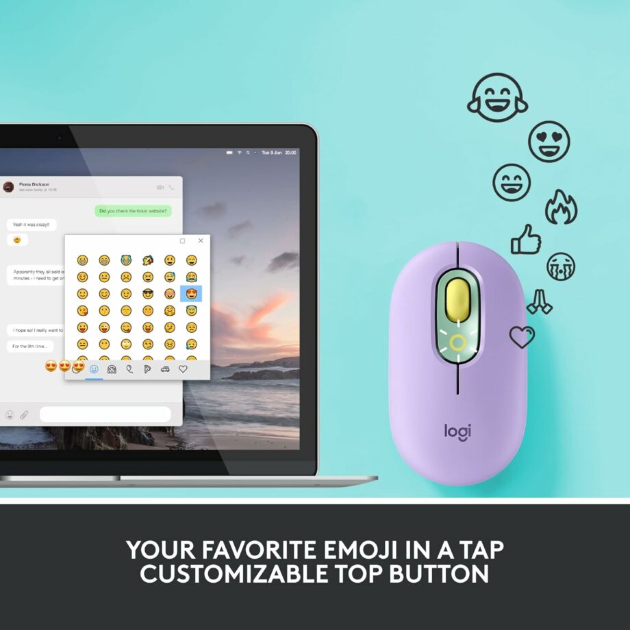 Logitech POP Mouse Wireless Mouse with Customizable Emojis and SilentTouch - Daydream Mint