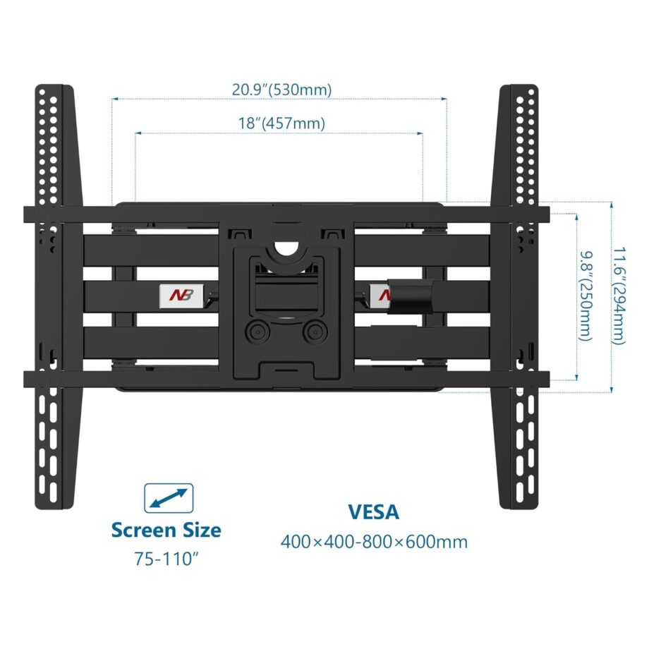 North Bayou SP5 Full Motion 75" to 110" Heavy Duty TV Wall Mount