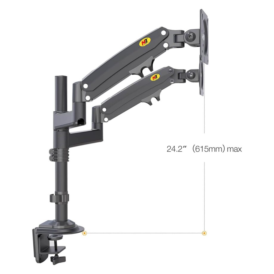 North Bayou GF35 Dual Monitor Arm with Gas Spring for 17-27'' Monitors