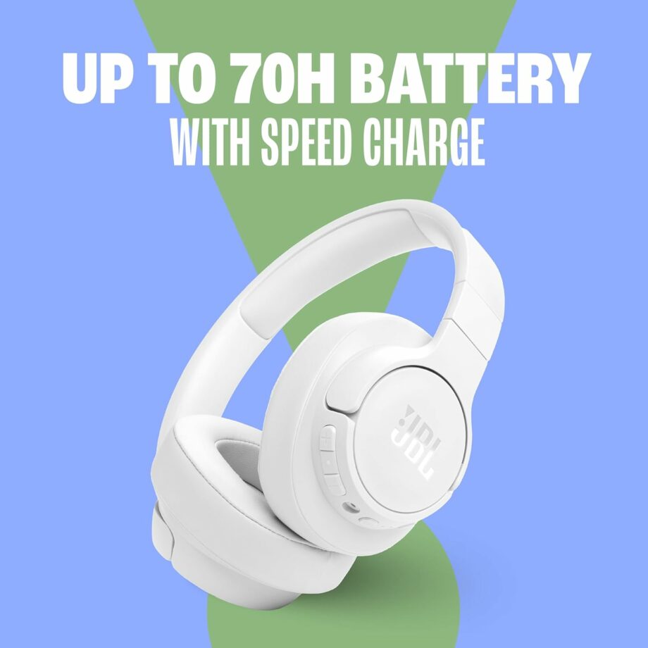 JBL Tune 770NC Wireless Adaptive Noise Cancelling Over-Ear Headset - White