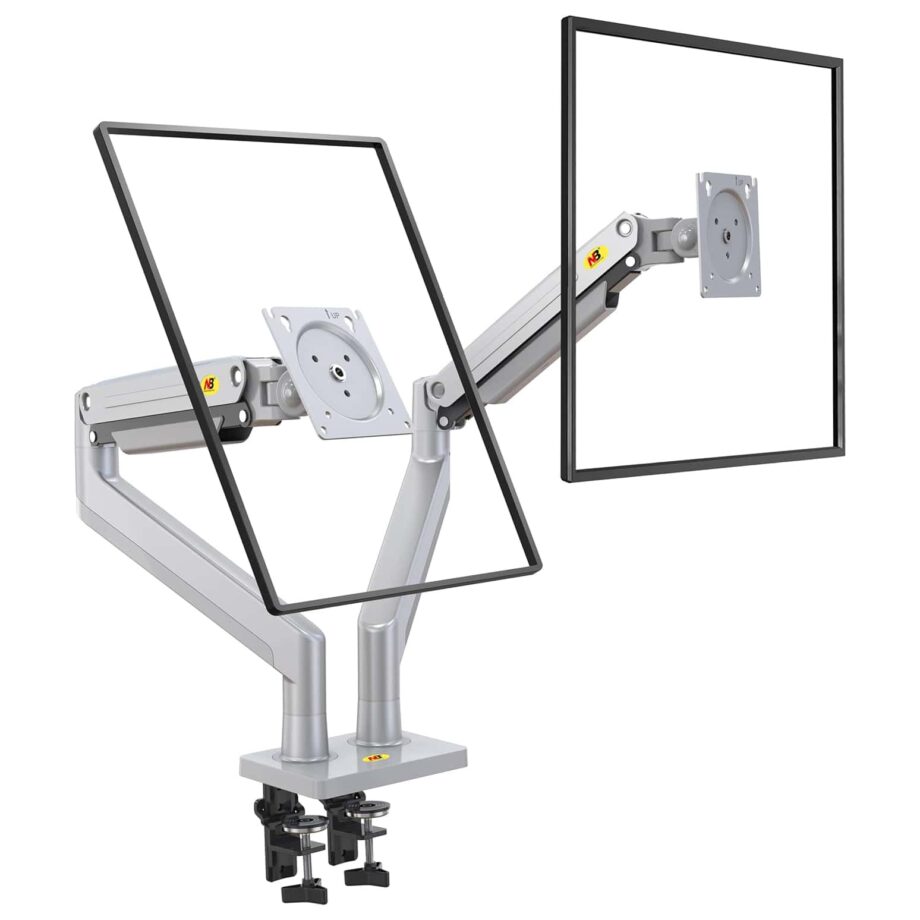 North Bayou G32 Dual Monitor Arm with Gas Spring for 22-32'' Monitors - Silver