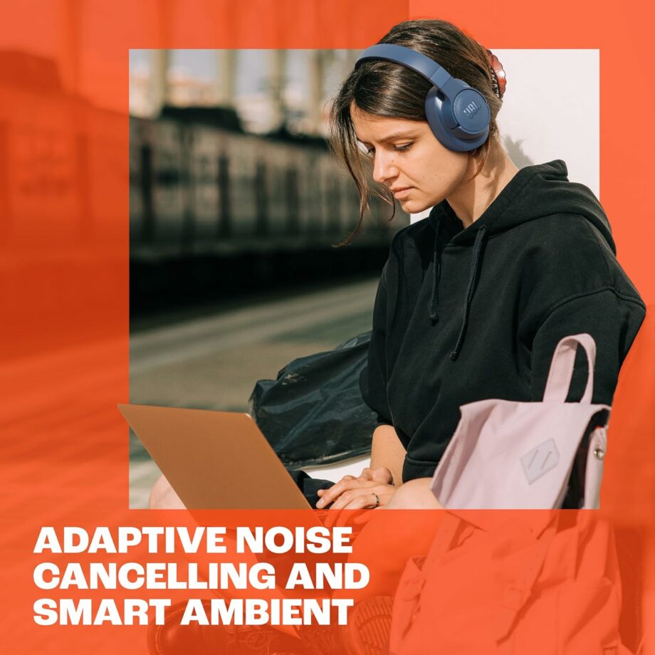 JBL Tune 770NC Wireless Adaptive Noise Cancelling Over-Ear Headset - White