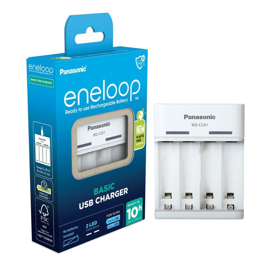 Panasonic Eneloop Basic USB Charger for AA/AAA Batteries with Micro USB Charging Cable