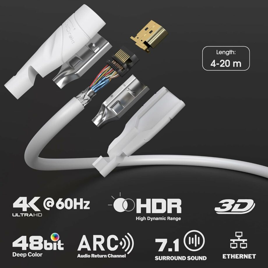 KabelDirekt 4K HDMI 2.0 18Gbps Super High Speed Cable with Ethernet - 15M