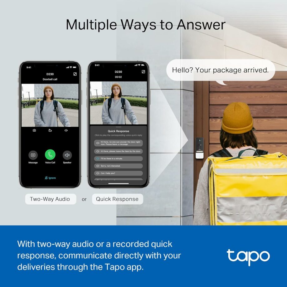 TP-Link Tapo Smart Battery 2K Video Doorbell (Tapo D230S1)