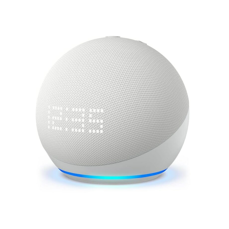 Echo Dot (5th generation) | Smart speaker with Clock and Alexa (Arabic or English) - Glacier (Pre-Order)