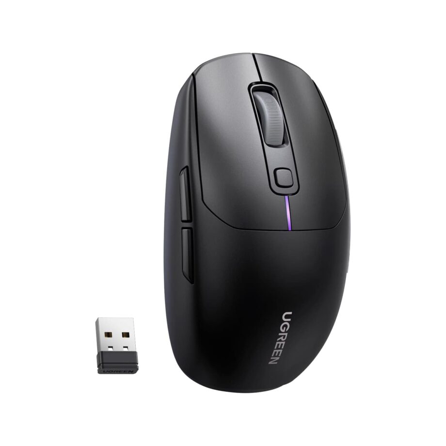 UGREEN Lightweight 2.4Ghz and Bluetooth Rechargeable Ergonomic Gaming Mouse - Black