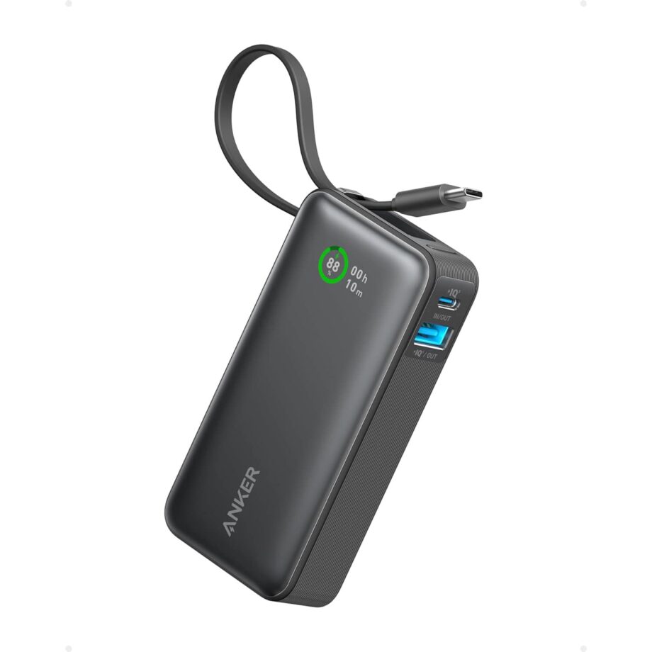 Anker Nano 10,000mAh 30W PD Power Bank with Built-in USB-C Cable - Black Stone