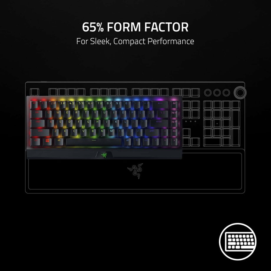 Razer BlackWidow V3 Mini 65% HyperSpeed Wireless Mechanical Gaming Keyboard - Yellow Silent Mechanical Switches