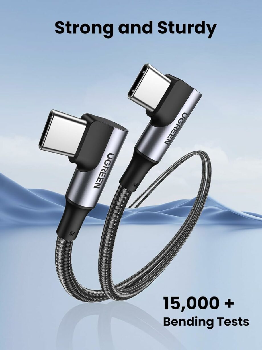 UGREEN 100W 90 Degree Angle Braided USB C to USB C Cable - 1M