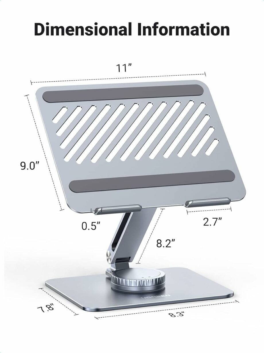 UGREEN Adjustable 360 Rotating Base Laptop Stand for Laptops up to 17.3'' - Silver