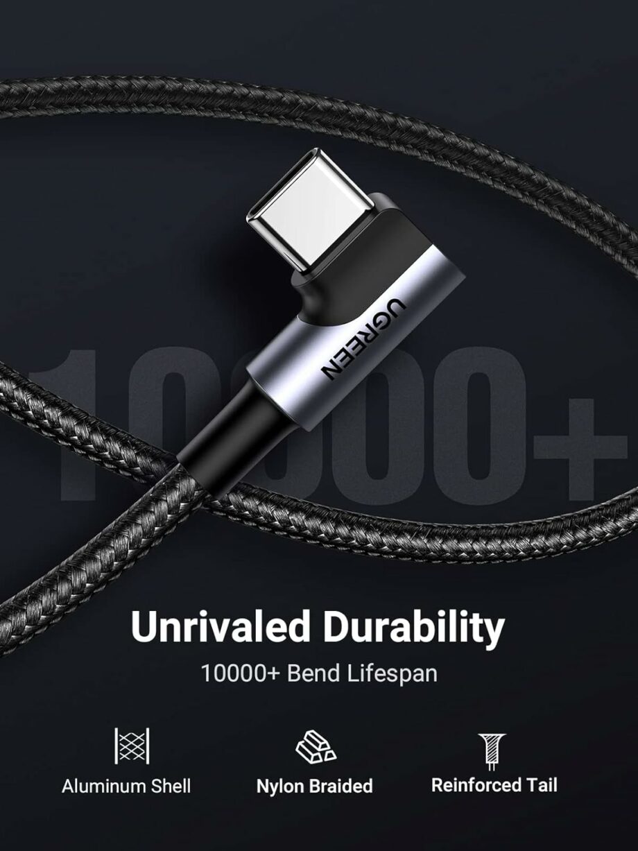 UGREEN 90 Degree Braided USB C Cable 2M - Black