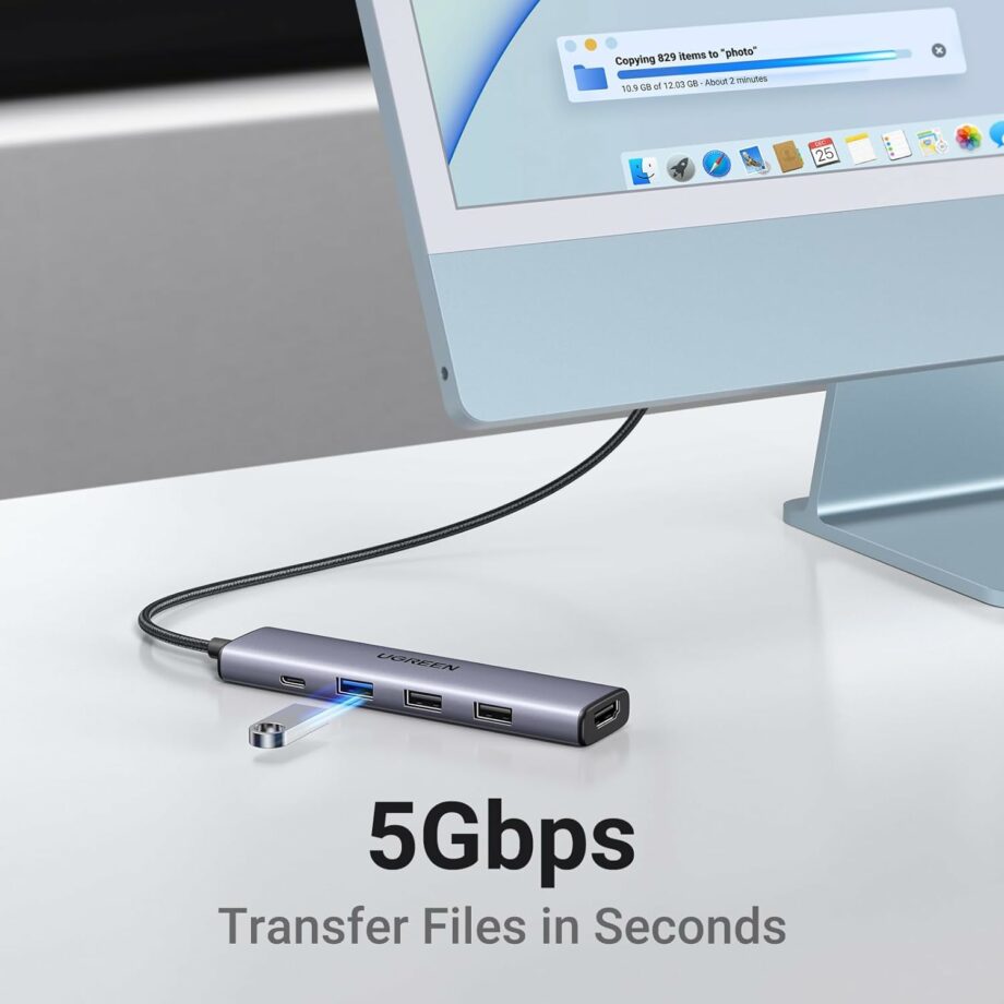 UGREEN 5-in-1 4K HDMI, 100W Power Delivery and 3 USB-A Ports USB C Hub