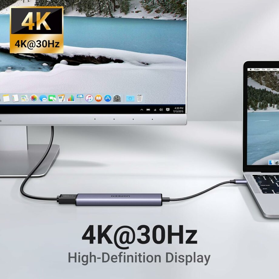 UGREEN 5-in-1 4K HDMI, 100W Power Delivery and 3 USB-A Ports USB C Hub