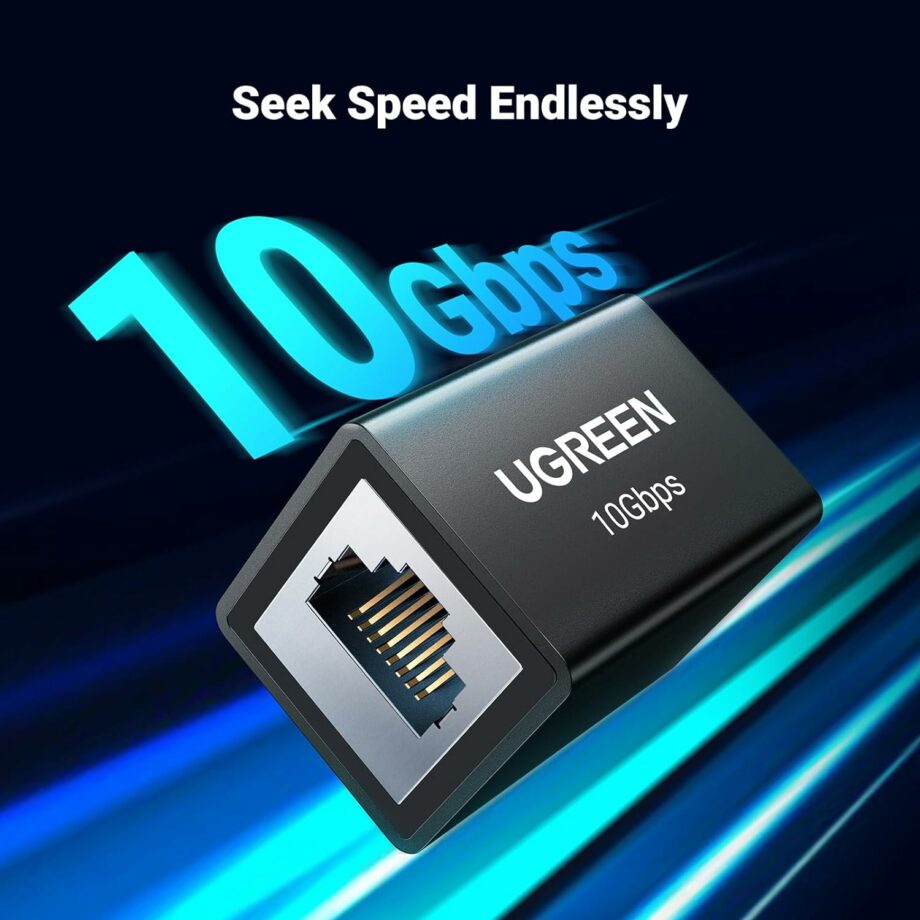UGREEN RJ45 10Gbps Aluminum Coupler Ethernet Extender - Black