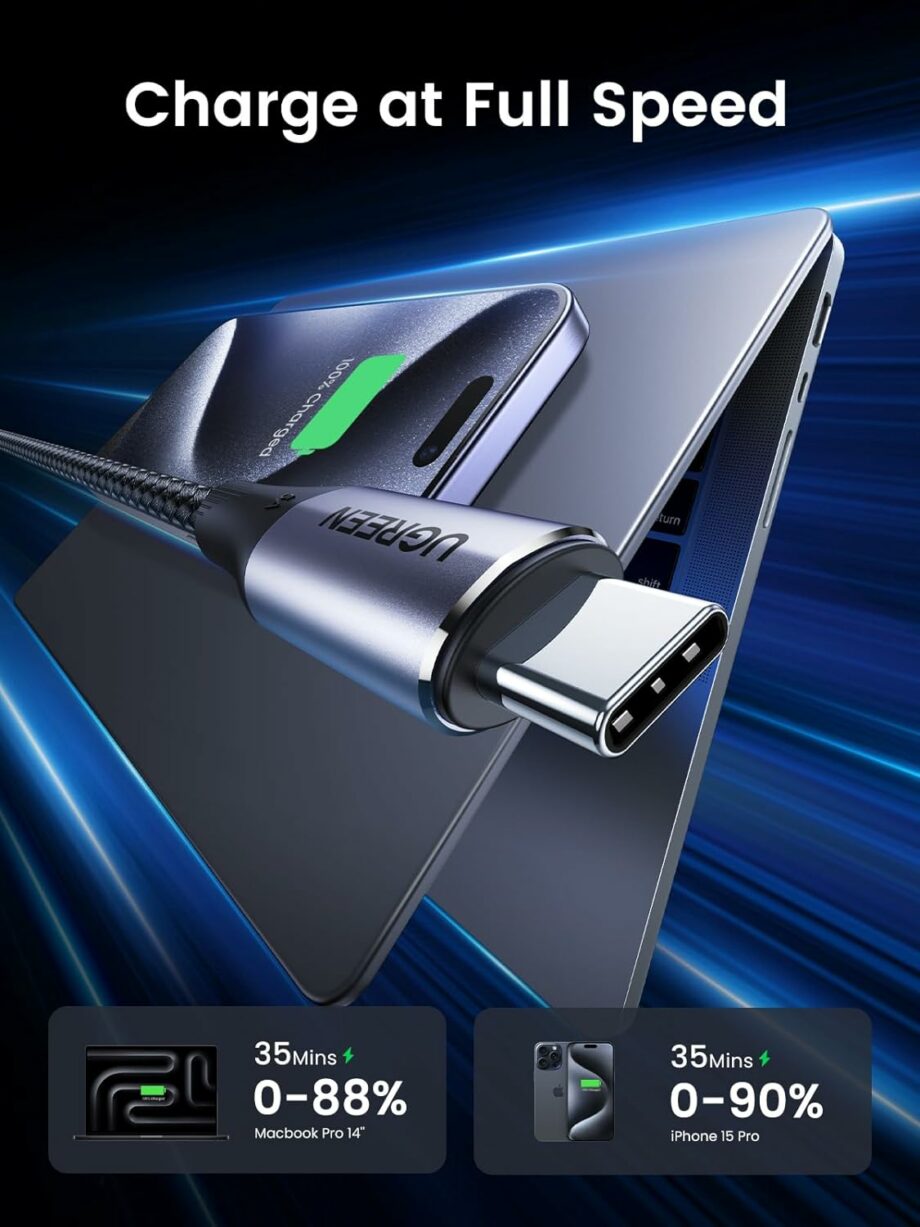 UGREEN 240W 4K@60Hz 10Gbps Data Transfer USB C to USB C 3.2 Gen 2 Cable - 1M