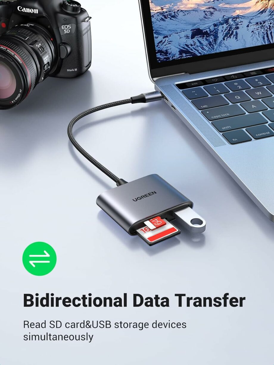 UGREEN 3 in 1 USB C SD Card Reader with USB 2.0