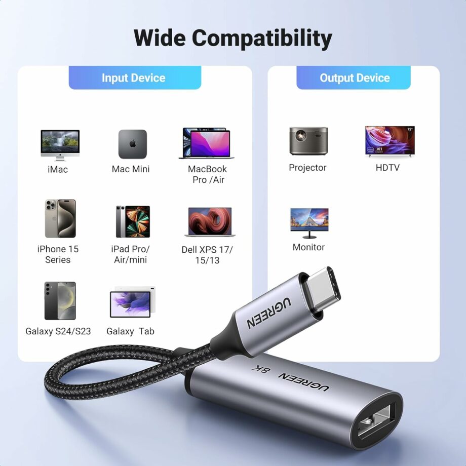 UGREEN 8K@60Hz USB C to DisplayPort 1.4 Adapter Cable
