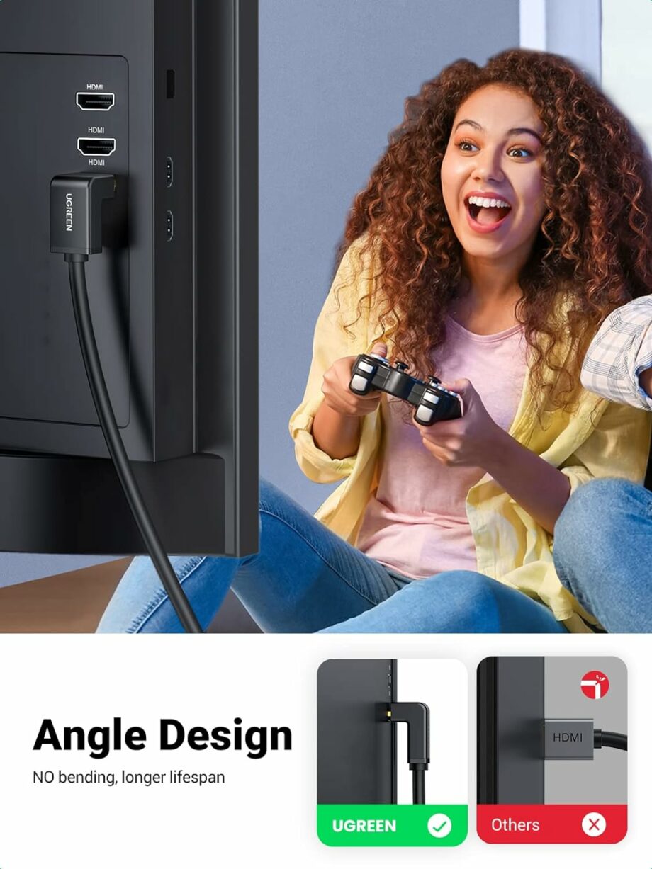 UGREEN HDMI 2.0 4K@60Hz Right Angle 90 Degree HDMI Cable - 2M