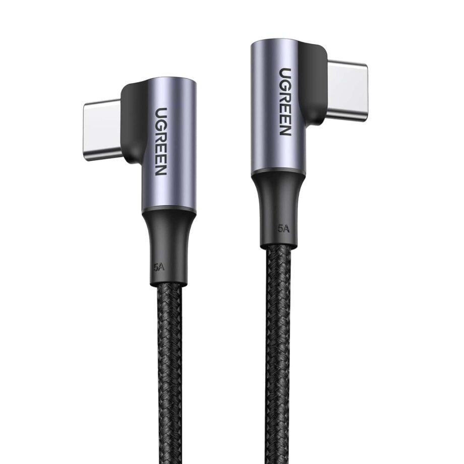 UGREEN 100W 90 Degree Angle Braided USB C to USB C Cable - 1M