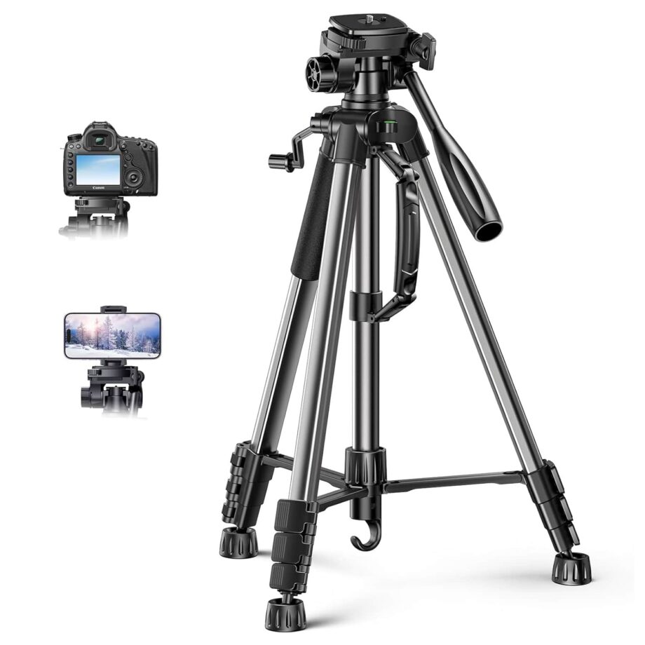 UGREEN Aluminium 53.5-175cm Height Tripod with Mobile Phone Holder and Travel Bag