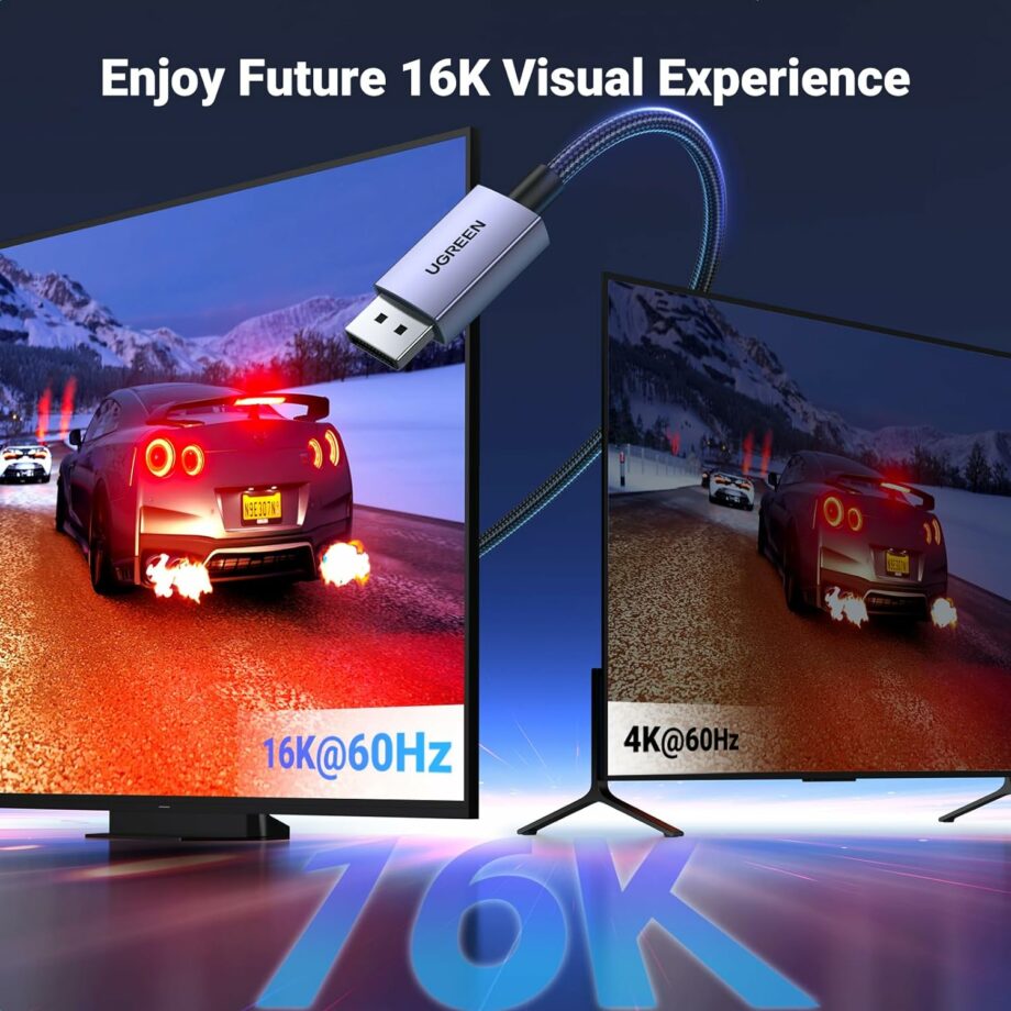 UGREEN 16K DisplayPort 2.1 VESA Certified DP 2.0 Cable - 3M