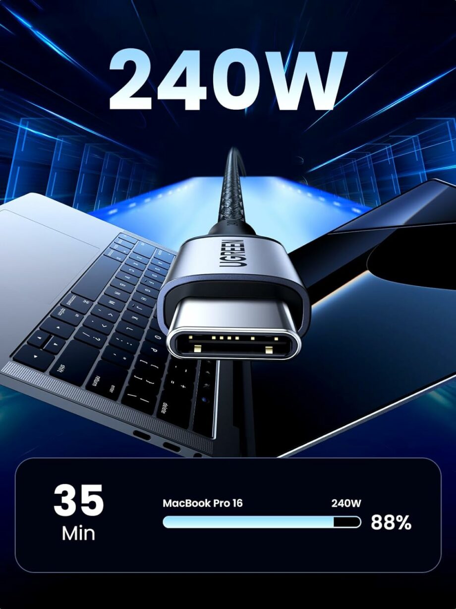 UGREEN 240W Braided USB C to USB C Cable - 1M