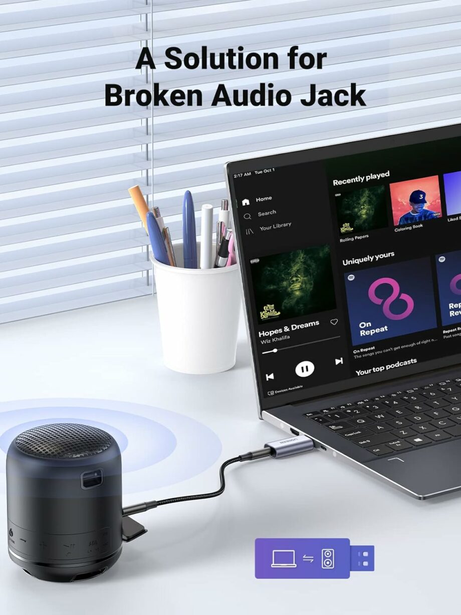 UGREEN USB to 3.5MM Audio Jack USB External Sound Card