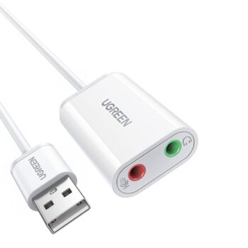 UGREEN USB to Dual TRS 3-Pole 3.5mm Headphone and Microphone Audio Jack Sound Card Adapter