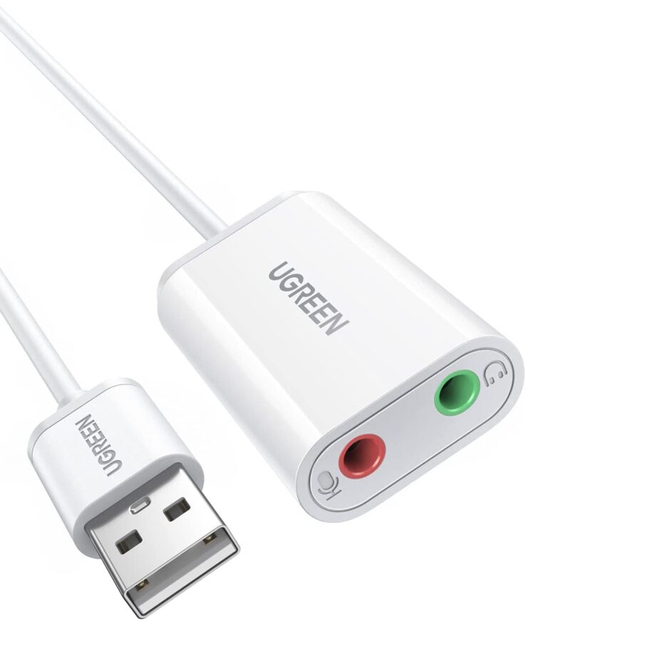 UGREEN USB to Dual TRS 3-Pole 3.5mm Headphone and Microphone Audio Jack Sound Card Adapter